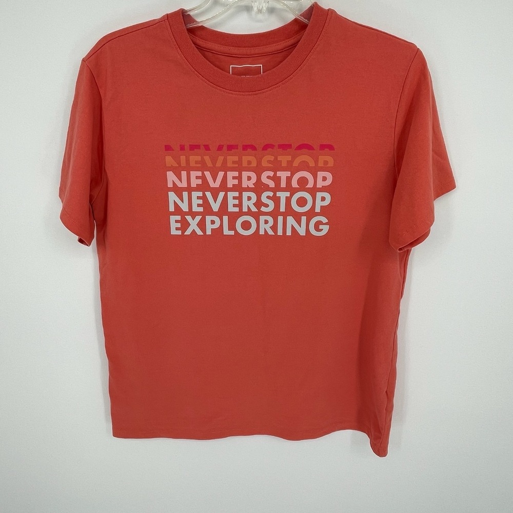 The North Face Women's Orange Neverstop Exploring Graphic T-Shirt Tee Size M